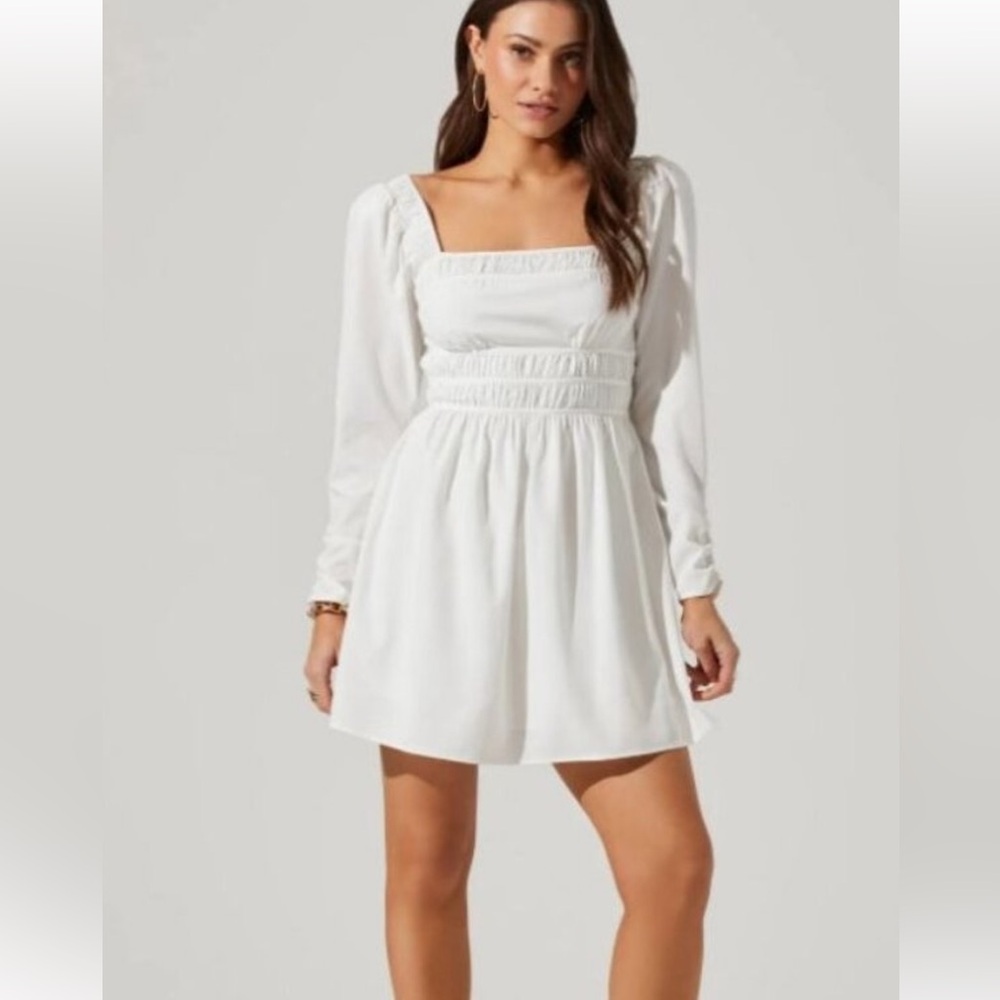 ASTR the Label Puff coquette milkmaid Dress Romantic Beachy Cottagecore White XL